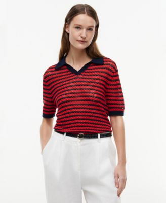 Tommy Hilfiger Женский свитер с воротником Pointelle и V-образным вырезом