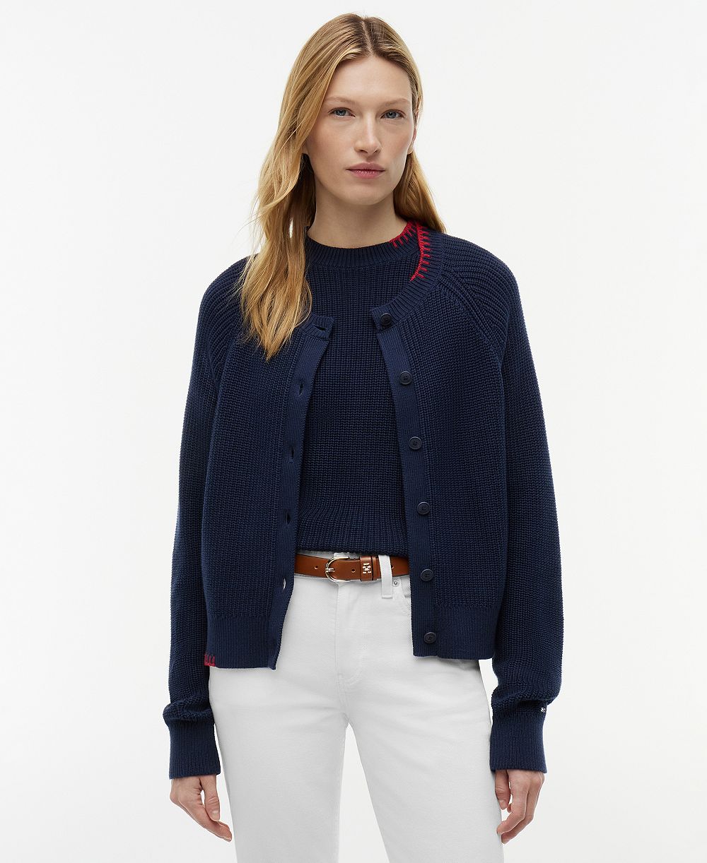Женский кардиган Tommy Hilfiger Women's Crochet Detail Crewneck Sweater