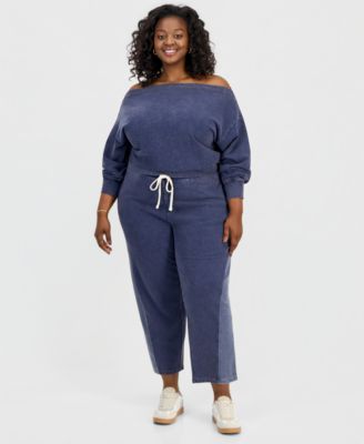Брюки And Now This Trendy Plus Size French Terry Barrel-Leg