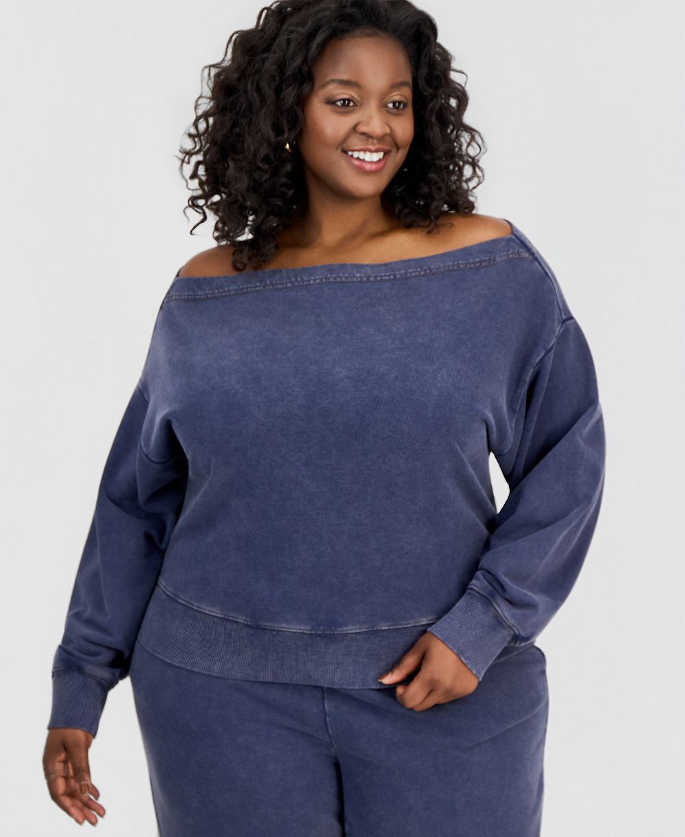 And Now This Trendy Plus Size French Terry Off-The-Shoulder Sweatshirt