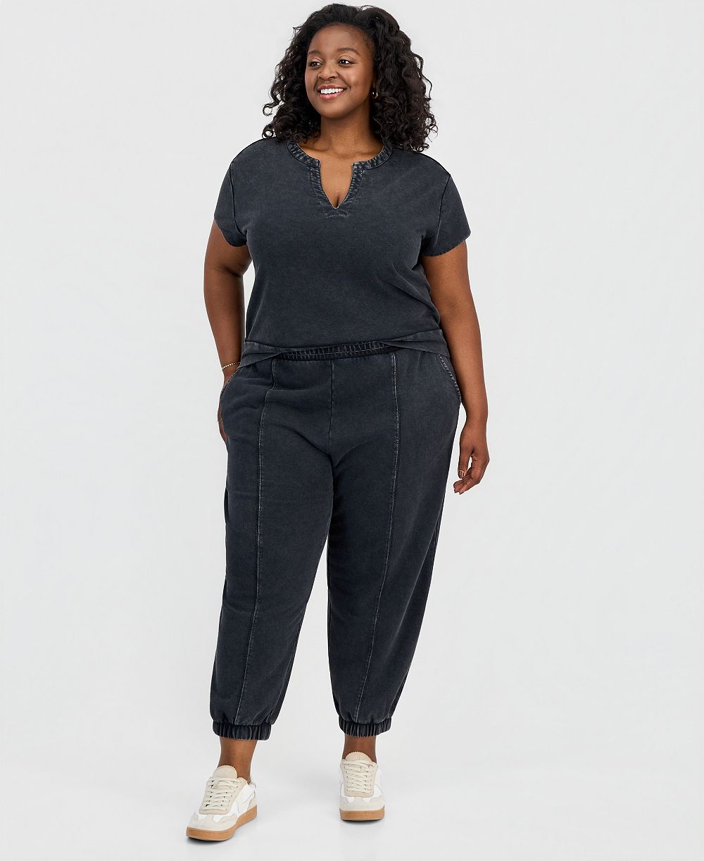 And Now This Trendy Plus Size French Terry Balloon Jogger Pants