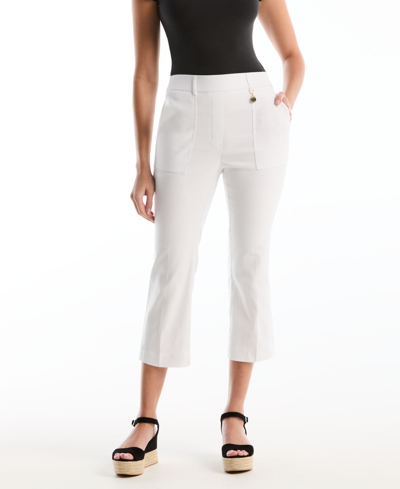 Petite Porkchop Pocket Kick Flare Capri Pants