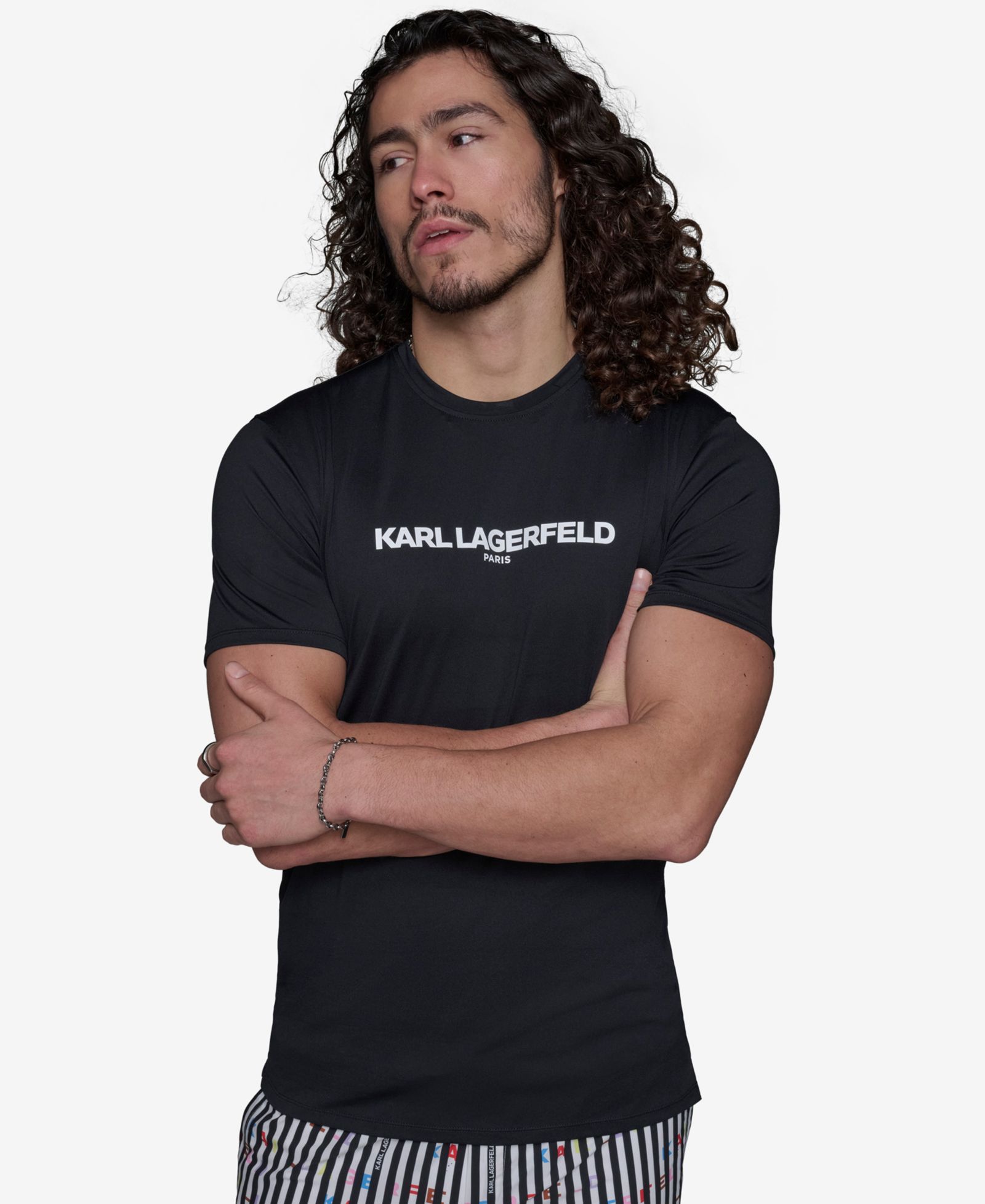 KARL LAGERFELD PARIS Men's Short-Sleeve Logo Rashguard