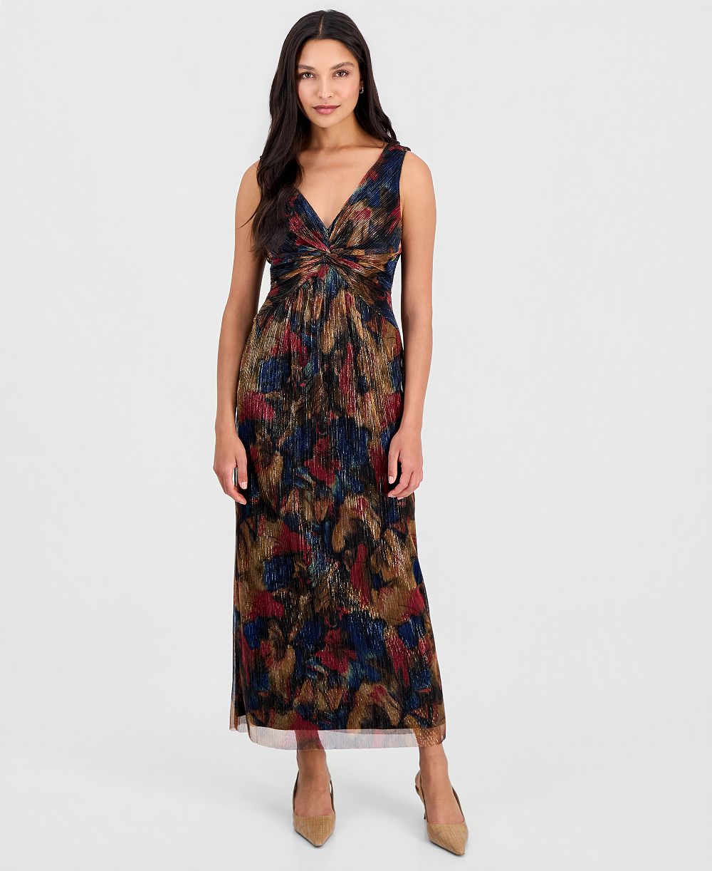 Женское платье Connected Petite Metallic-Print Twist-Front Sleeveless