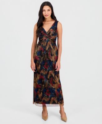 Женское платье Connected Petite Metallic-Print Twist-Front Sleeveless