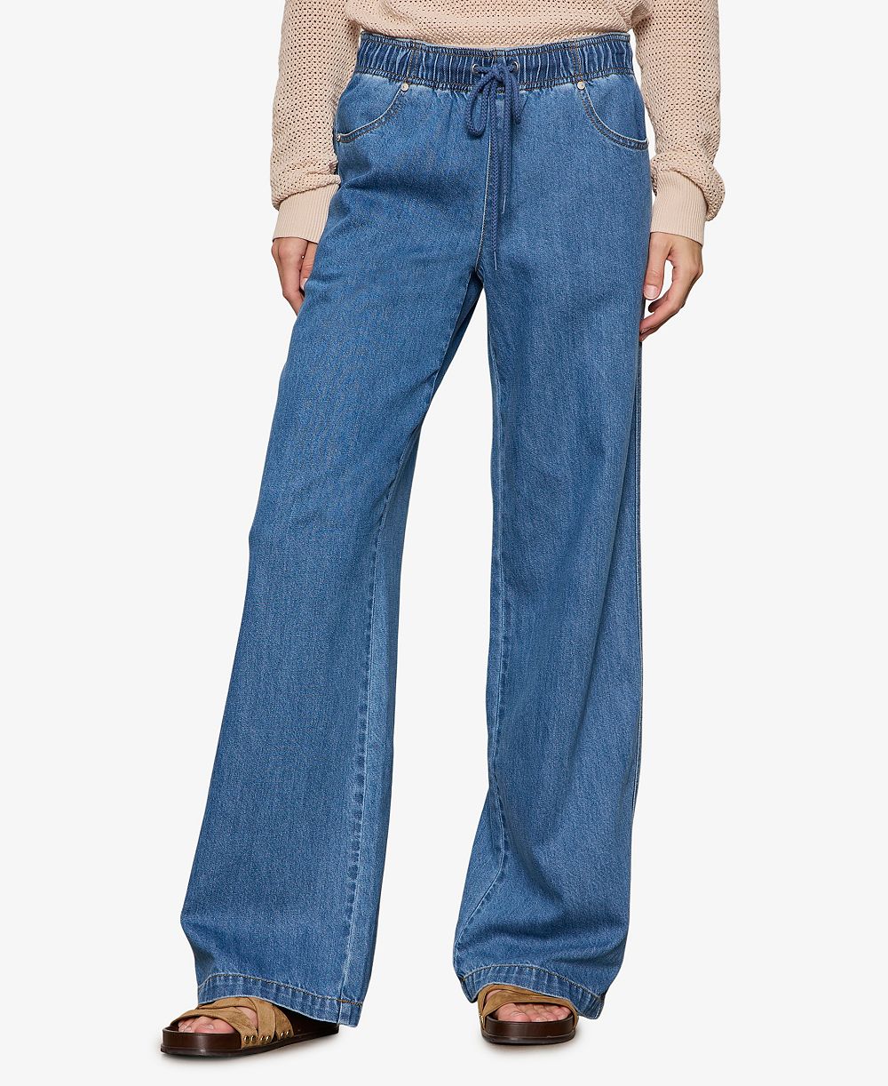 Sanctuary Women's Linen-Blend Wide-Leg Jeans
