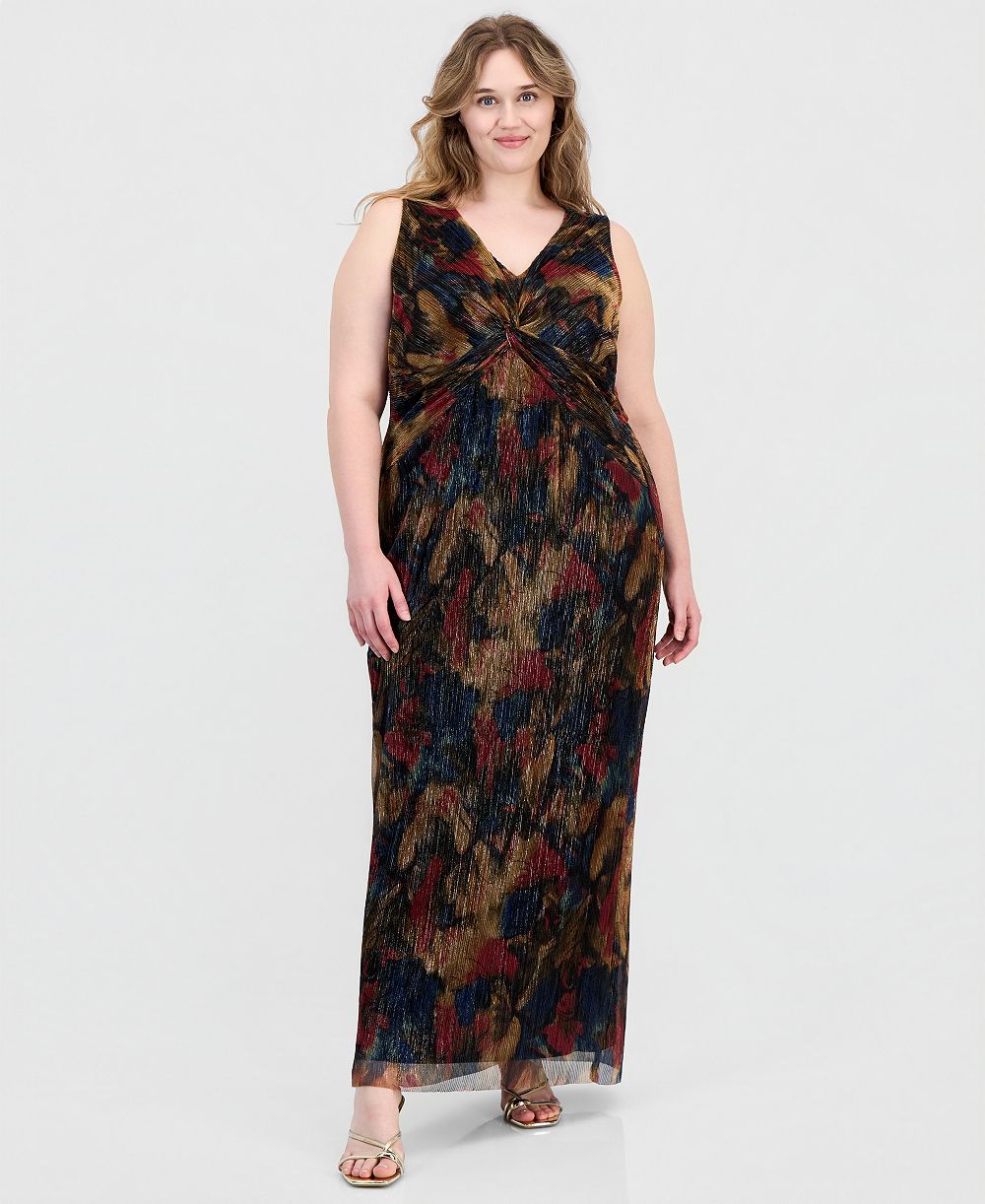 Женское платье Connected Plus Size с металлическим принтом и завязками
