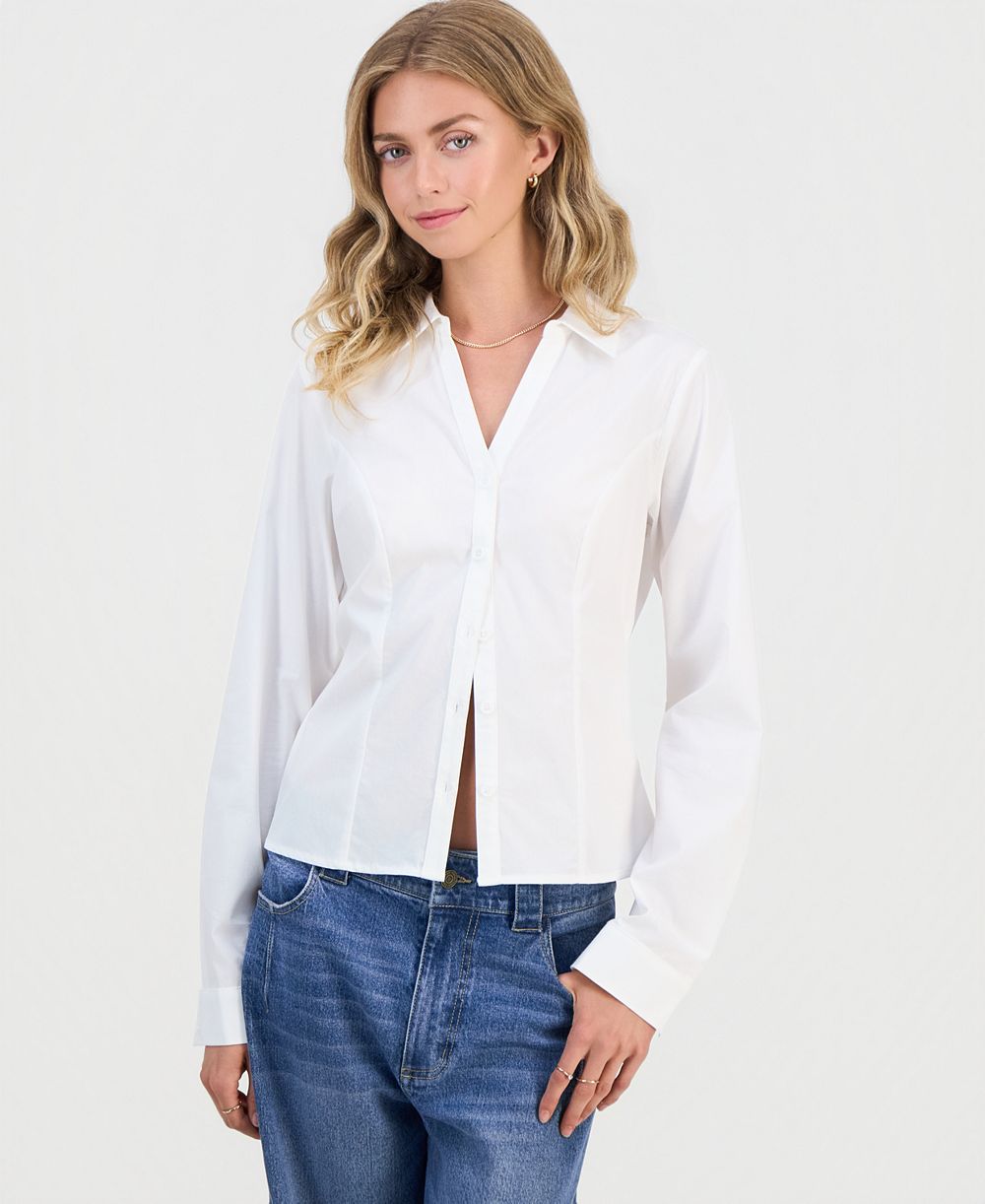 Madden Girl Juniors' Tie-Back Long-Sleeve Shirt