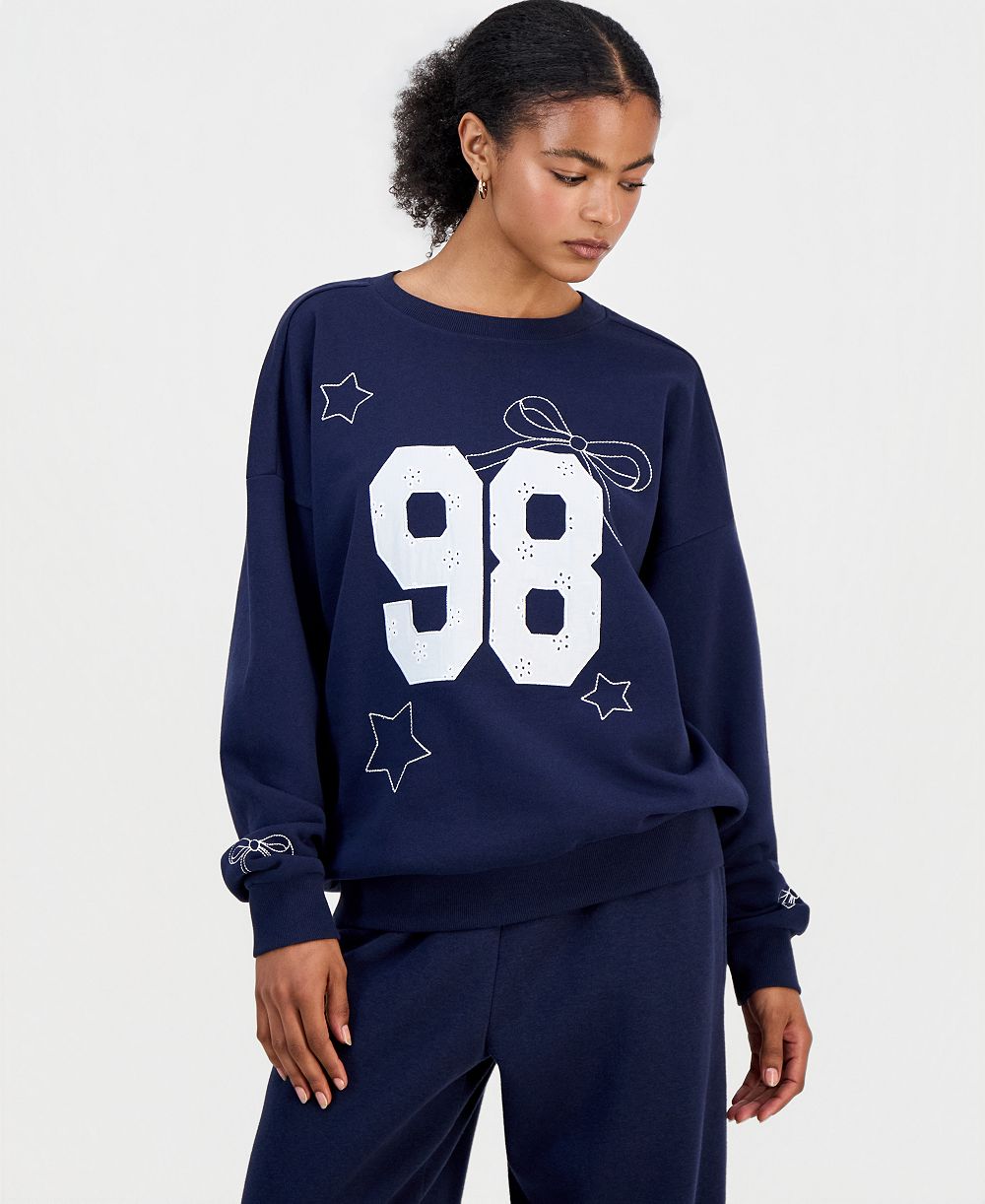 Rebel Veil Juniors' Varsity Applique Crewneck Sweatshirt