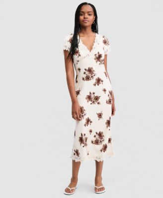And Now This Women's Satin Lace Trim Dress, Macy's Exclusive