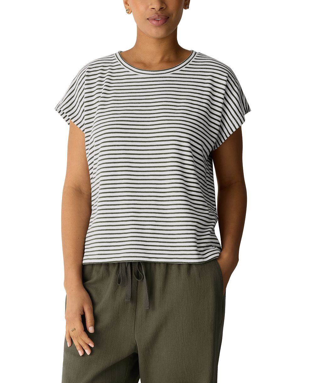 Eileen Fisher Women's Striped Crewneck Cotton T-Shirt