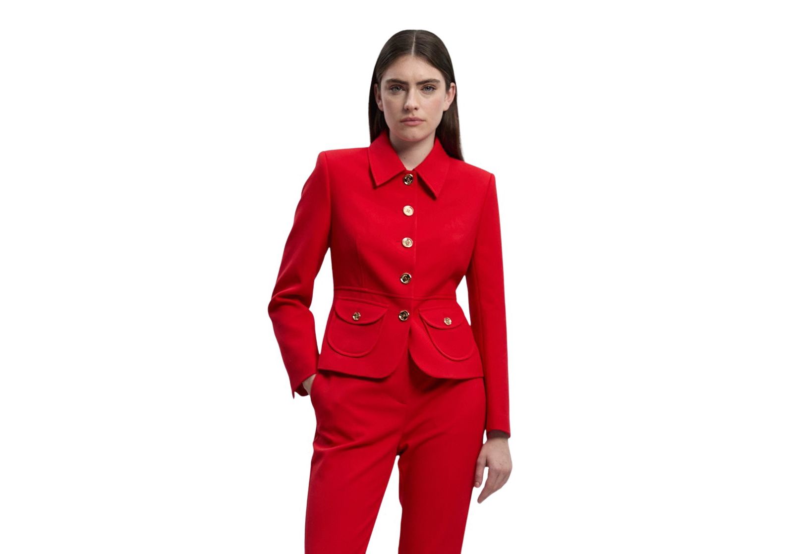 Karen Millen Women's Textured Compact Stretch Tailored Blazer
