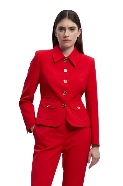 Karen Millen Women's Textured Compact Stretch Tailored Blazer