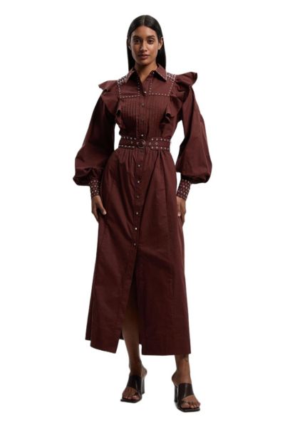 Женское платье-рубашка Karen Millen Cotton Studded Maxi