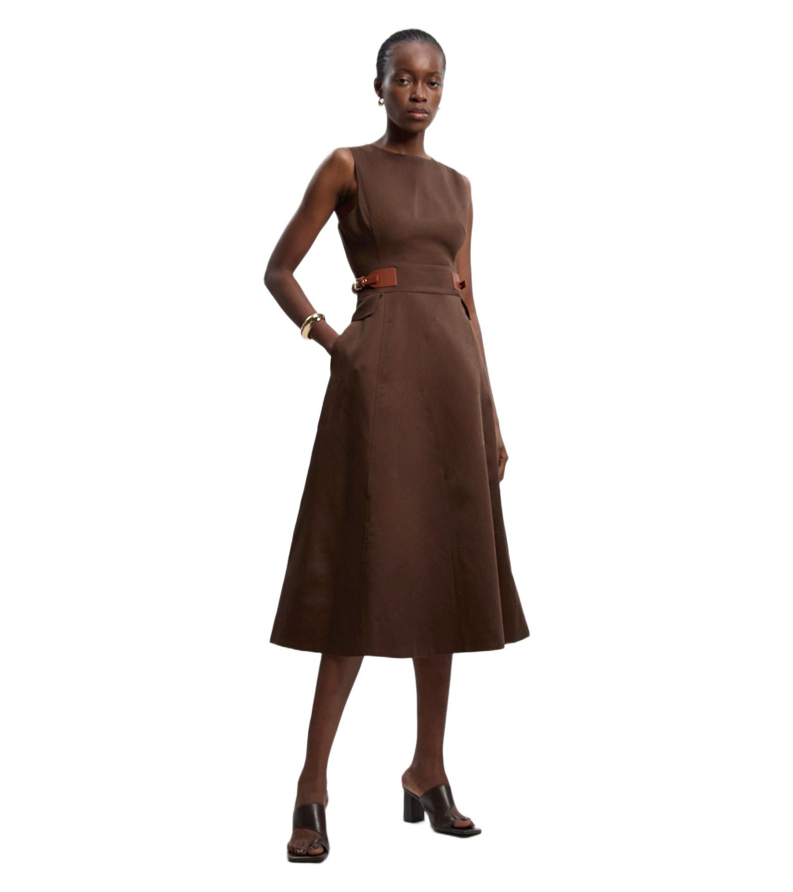 Женское платье Karen Millen Fitted Belt Crew Neck Midi