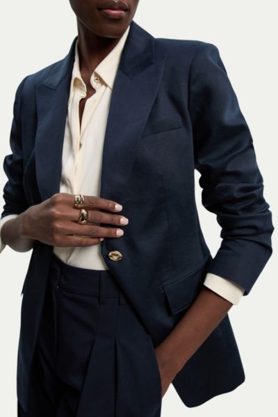 Karen Millen Women's Tailored Linen Single Breasted Blazer