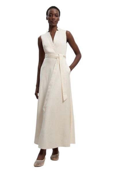 Karen Millen Women's Tailored Linen Wrap Maxi Dress