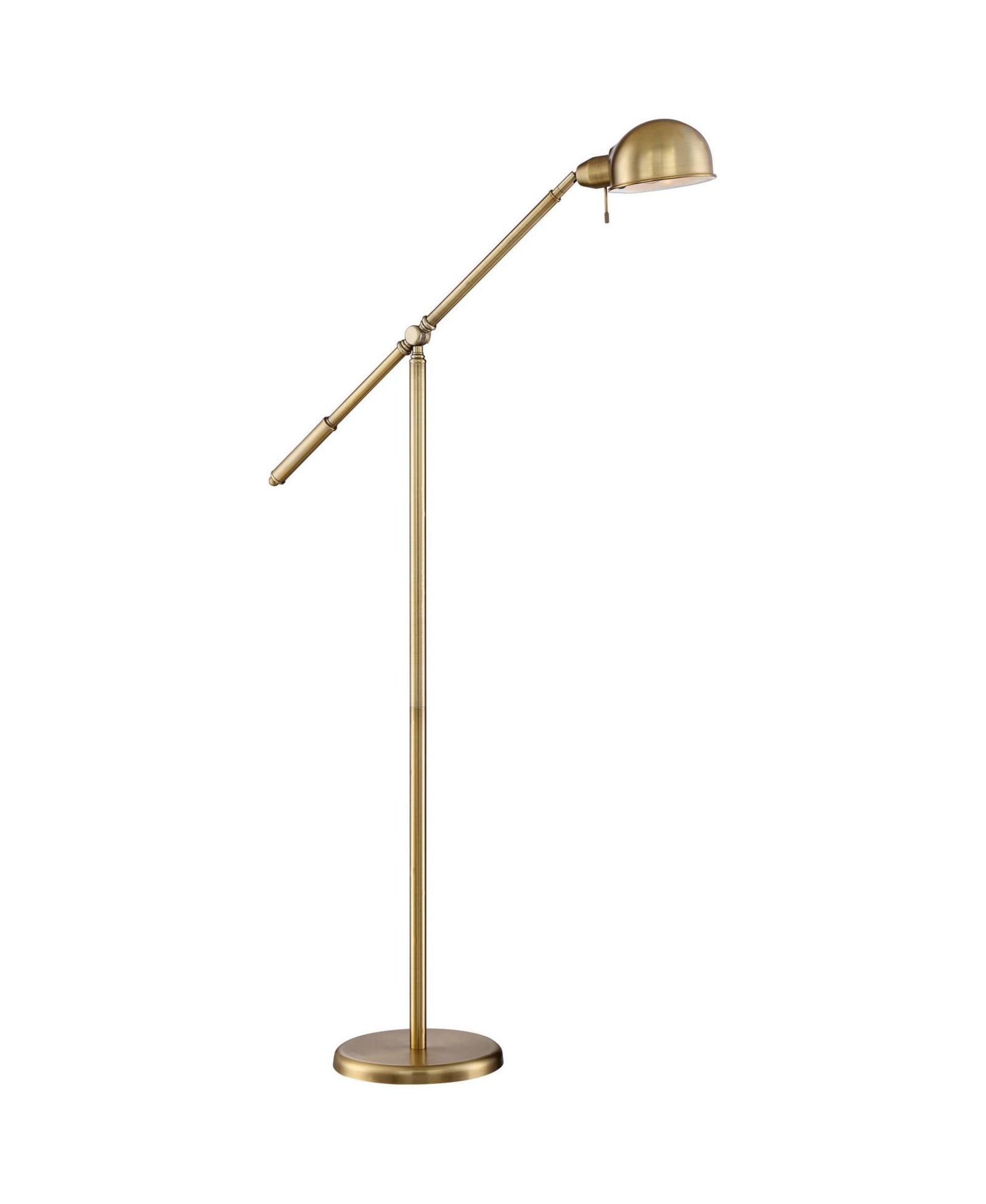 360 Lighting напольный торшер Traditional Pharmacy с USB-портом, 55" Tall Brass Dome Shade Adjustable Arm