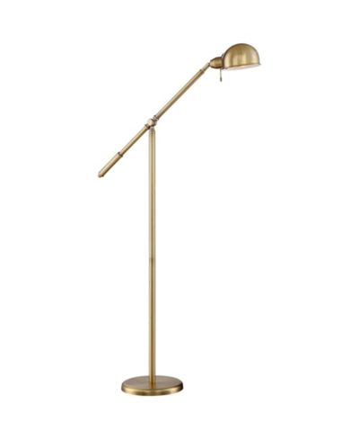 360 Lighting напольный торшер Traditional Pharmacy с USB-портом, 55" Tall Brass Dome Shade Adjustable Arm