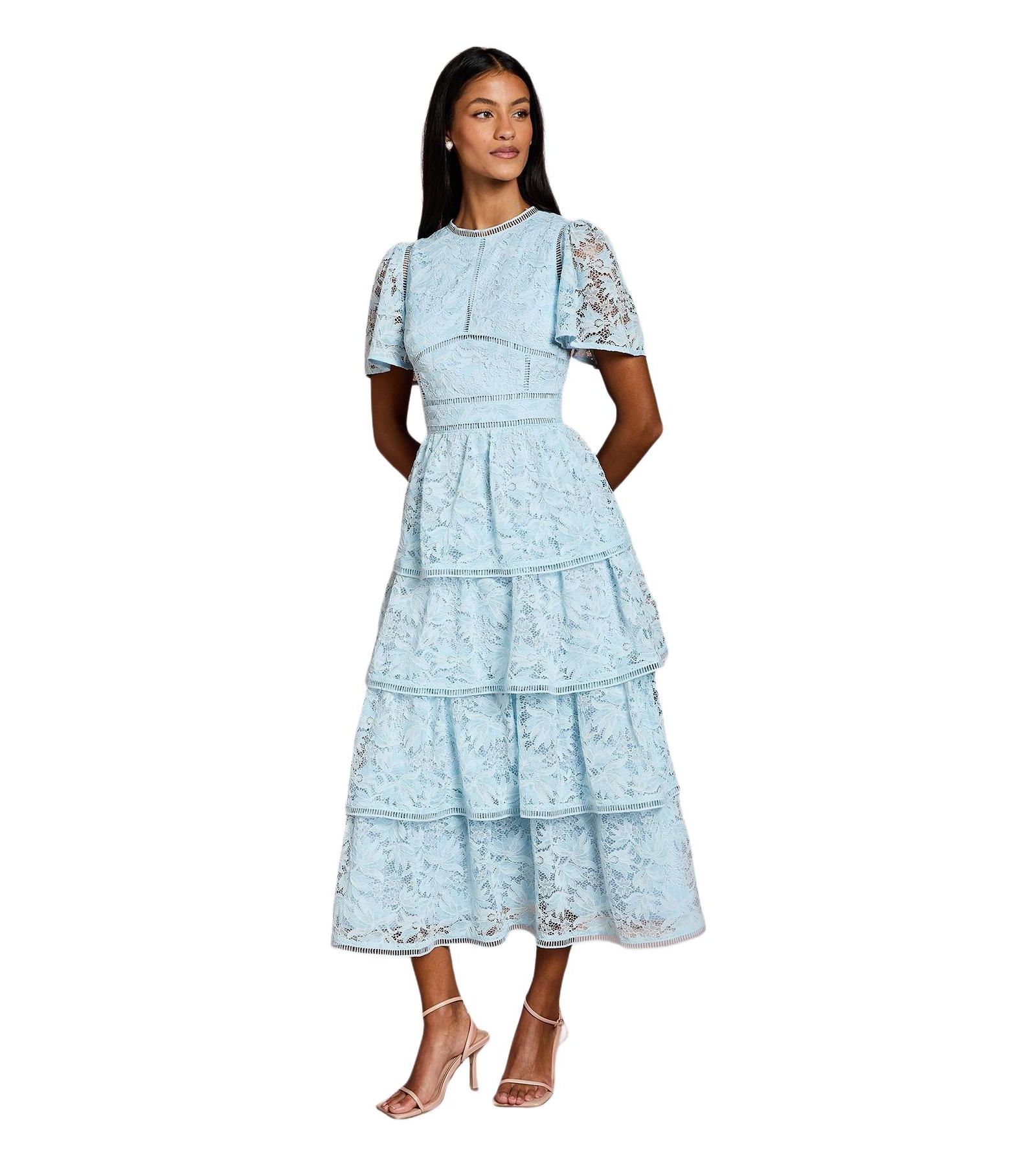 Coast Women's Flutter Sleeve Tiered Midi Dress