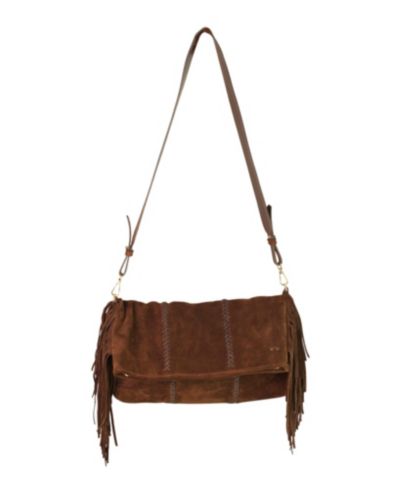 CARLOS FALCHI Fringe Suede Leather Crossbody Bag