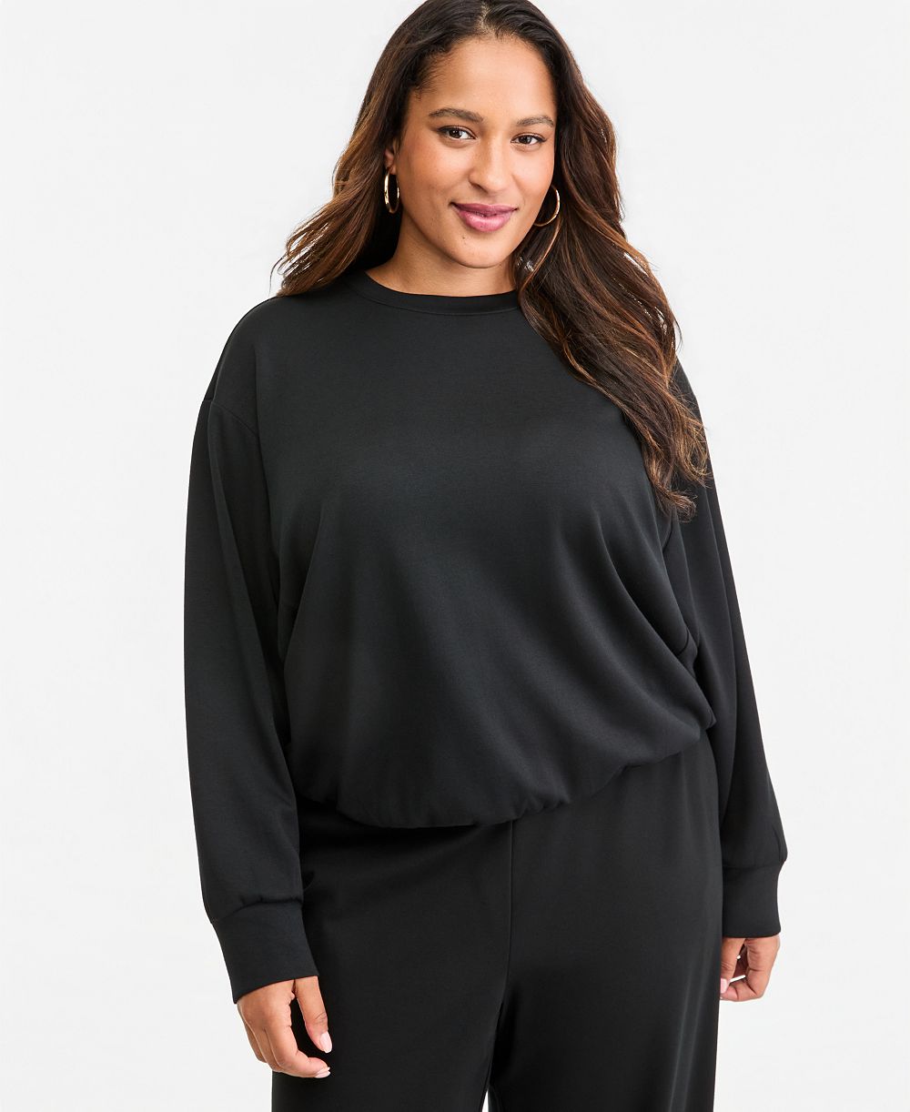 I.N.C. International Concepts Plus Size Long-Sleeve Crew Neck Sweatshirt, Macy's Exclusive