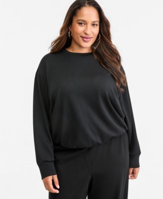Свитшот I.N.C. International Concepts Plus Size с длинным рукавом и круглым вырезом, эксклюзив Macy's