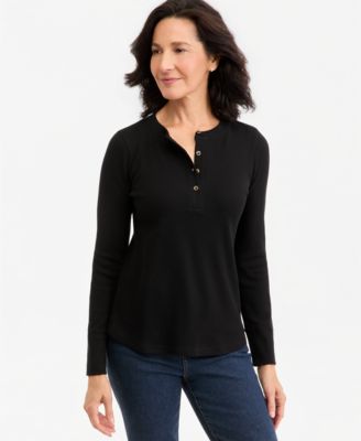Style & Co Women's Waffle-Knit Long-Sleeve Henley, Macy's Exclusive
