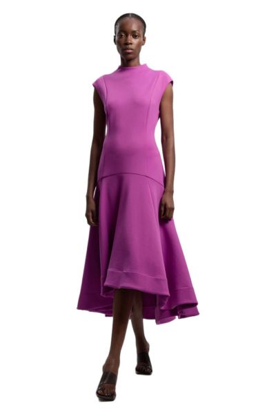 Karen Millen Women's Ruffle Hem Sleeveless Midi Dress