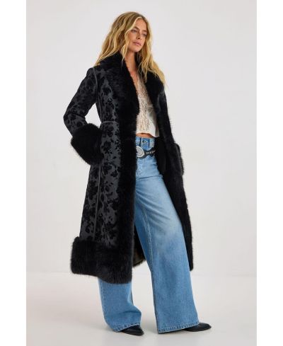 Женское пальто Nasty Gal Faux Fur Floral Jacquard