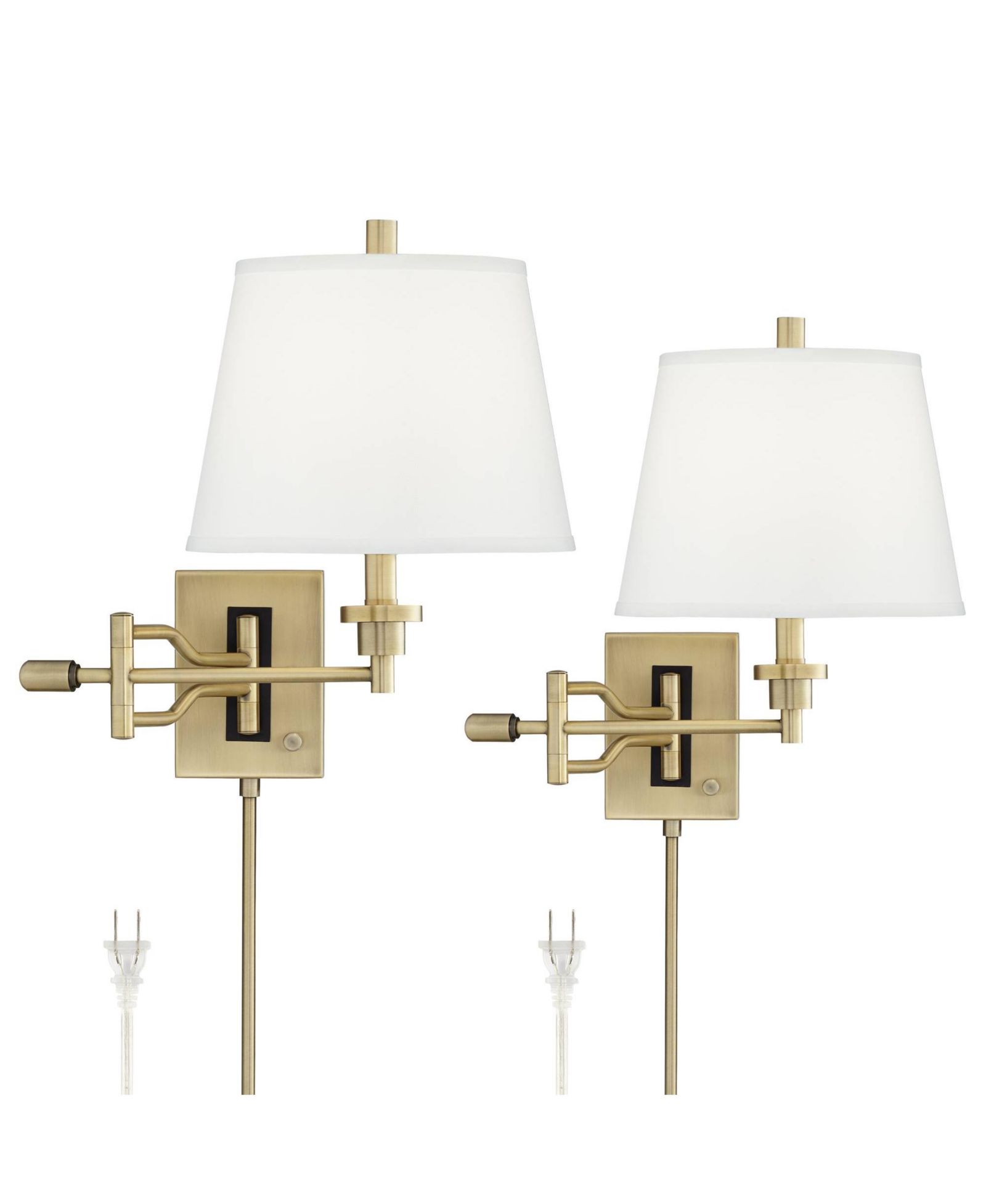 Barnes and Ivy набор из 2 настенных ламп Eleganta Vintage с матовой латунью и белым льном