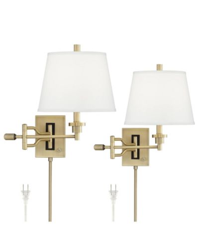 Barnes and Ivy набор из 2 настенных ламп Eleganta Vintage с матовой латунью и белым льном