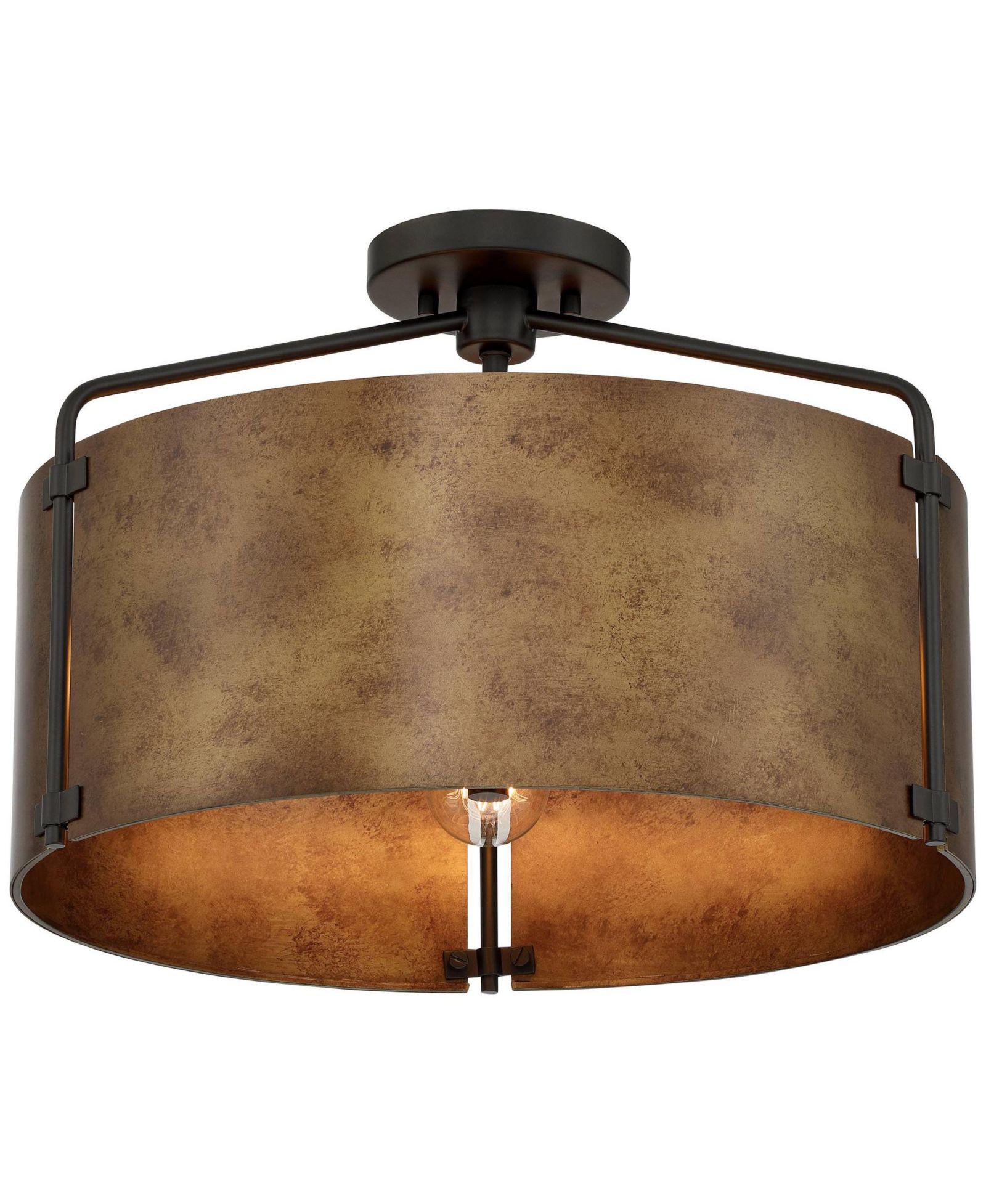 Possini Euro Design Possini Euro Julian Wide Rustic Bronze Drum 3-Light Ceiling Light