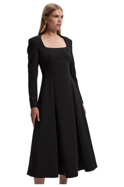 Karen Millen Women's Stretch Sweetheart Neck Midi Dress