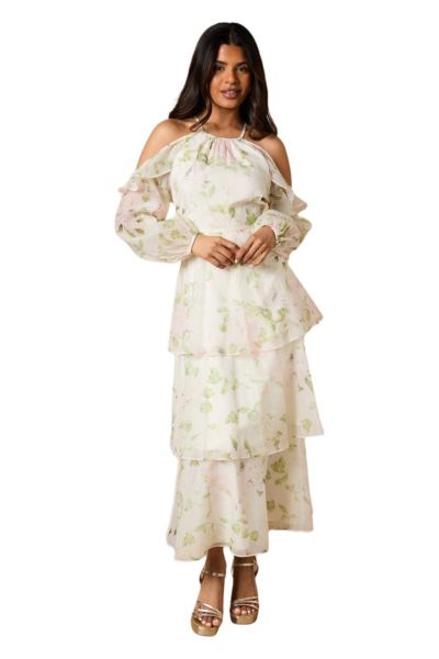 Oasis Women's Organza Cold Shoulder Midi Dress