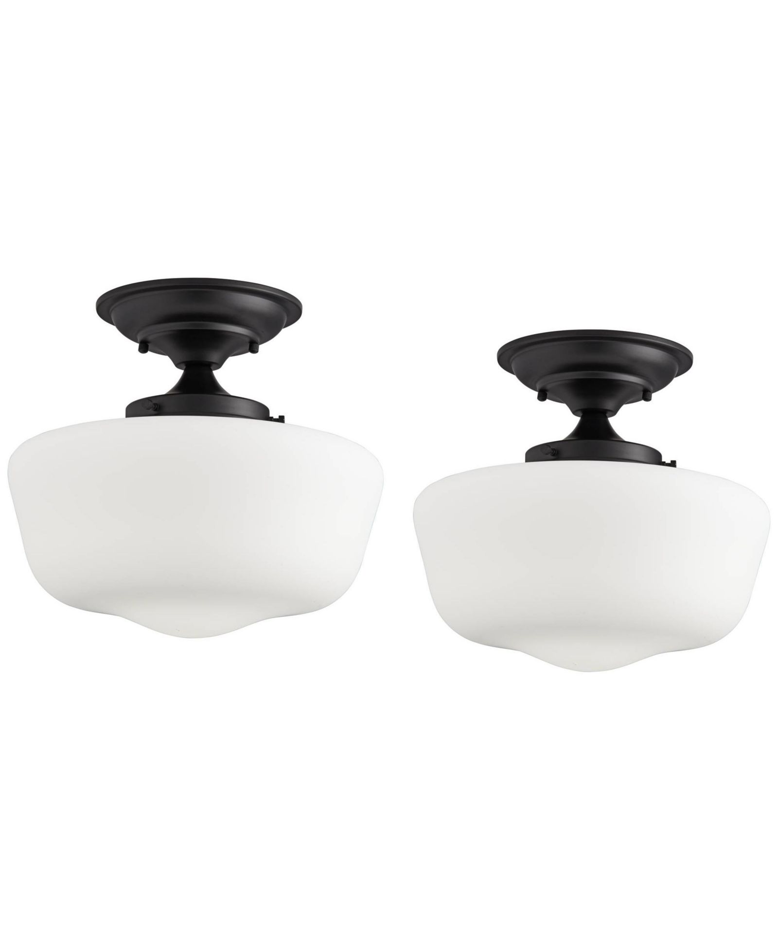 Regency Hill Schoolhouse Rustic Farmhouse Ceiling Light Semi Flush Mount Fixture  Set of 2 Floating  Glass for Bedroom