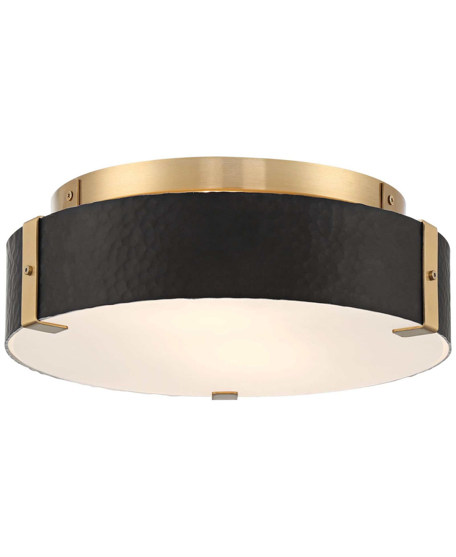 Possini Euro Design Elise Mid Century Modern Ceiling Light Flush-Mount Fixture  Gold 2-Light Black Shade for Bedroom House