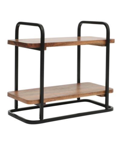 Gibson Home Gracious Dining 2-Tier Wooden Serving Tray with Metal Frame - Acacia Wood