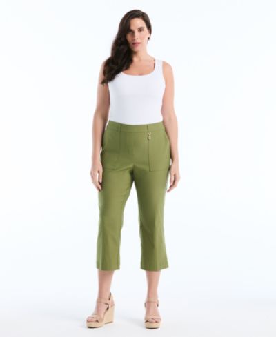 Rafaella Plus Size Porkchop Pocket Kick Flare Capri Pants