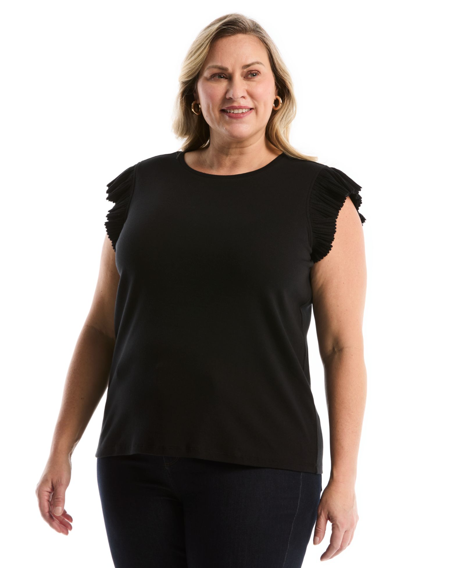 Rafaella Plus Size Ruffle Cap-Sleeve Top