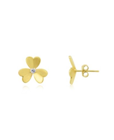 The Lovery Clover Petal CZ Stud Earrings 14K Gold-Plated Sterling Silver