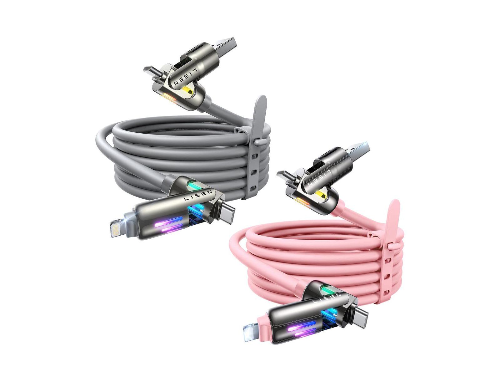 Зарядный кабель LISEN 2-Pack 240W 4-in-1 USB-C и Lightning