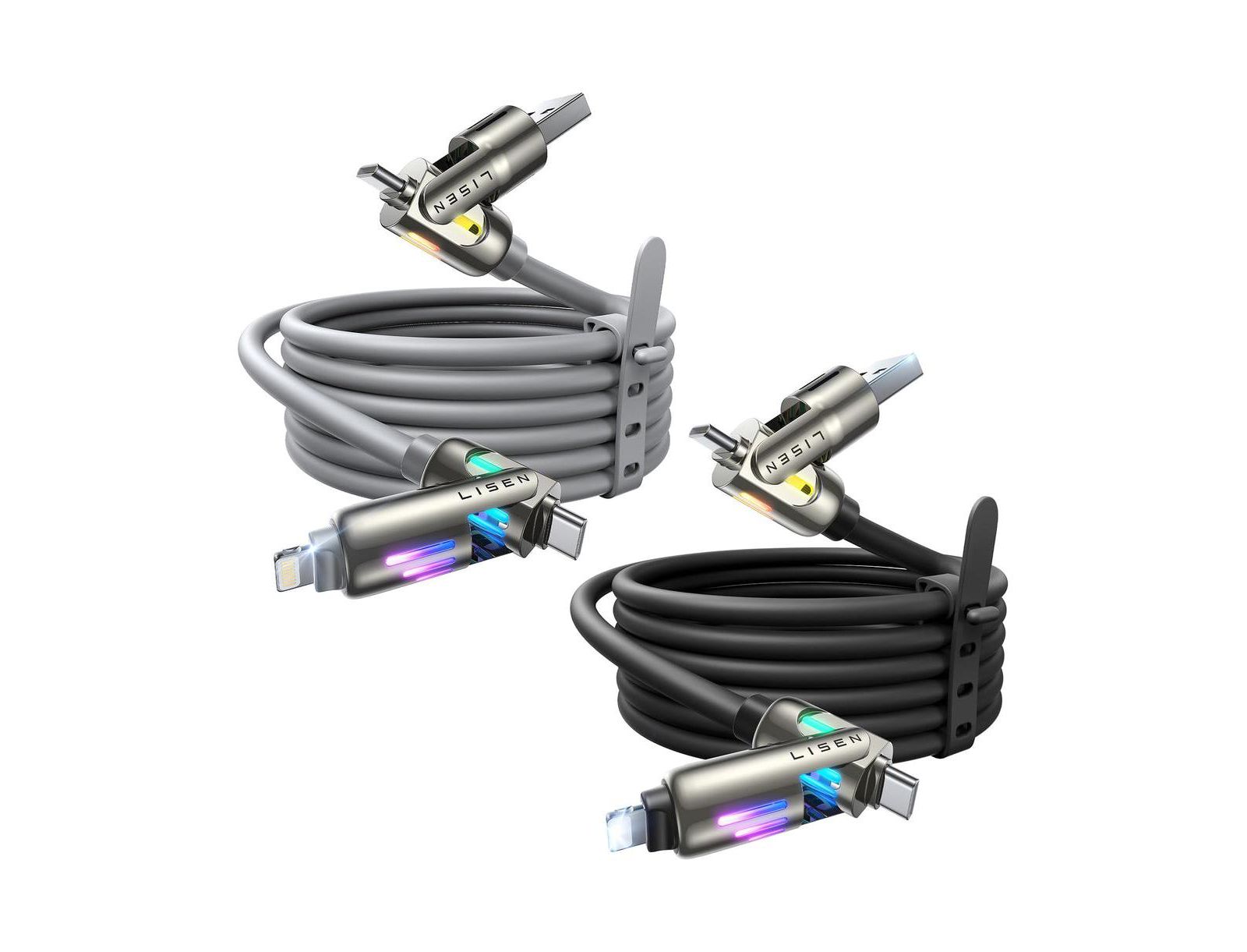 Кабель для зарядки LISEN 2-Pack 240W 4-in-1 USB-C и Lightning
