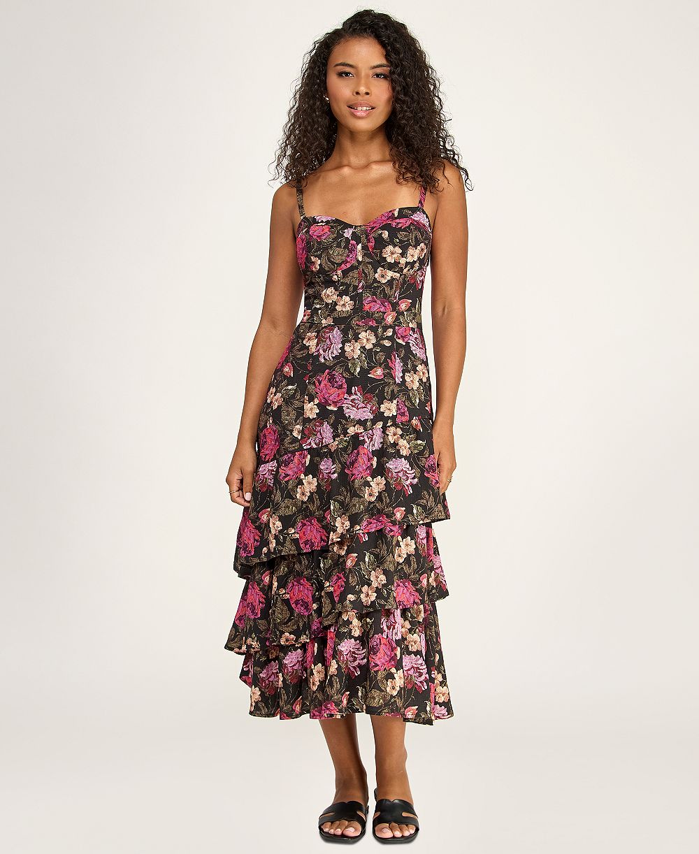 KATIA RAE Juniors' Floral Tiered Midi Dress