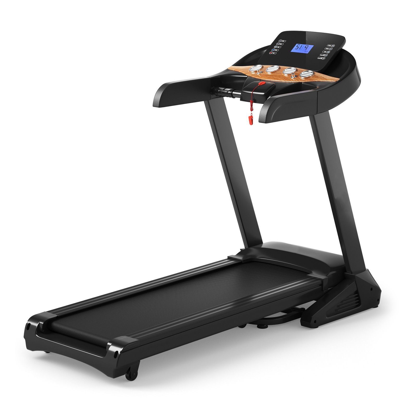 Folding Treadmill Auto Incline 12 Programs App Control Black