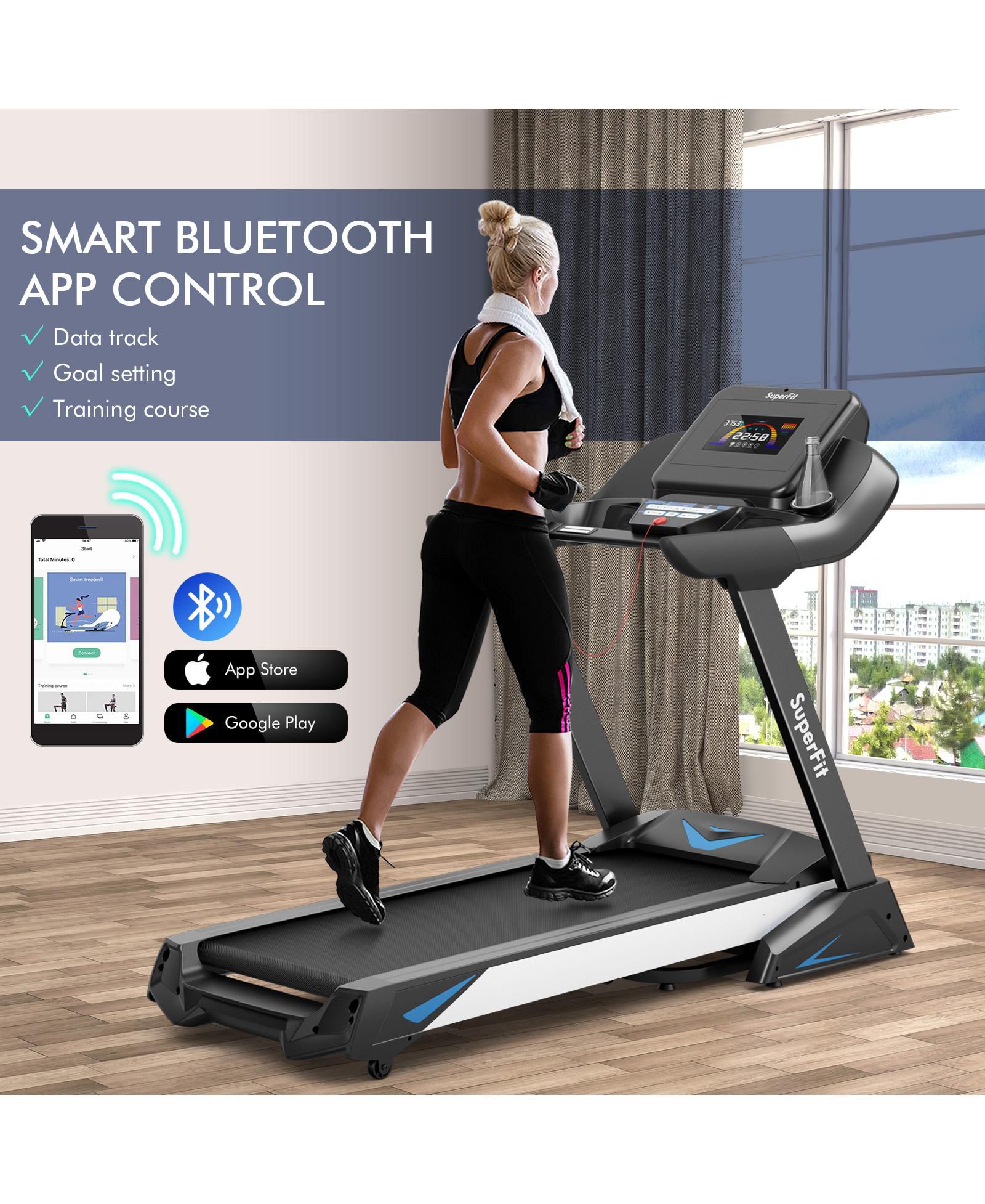 Treadmill with App and Auto Incline for Home Black