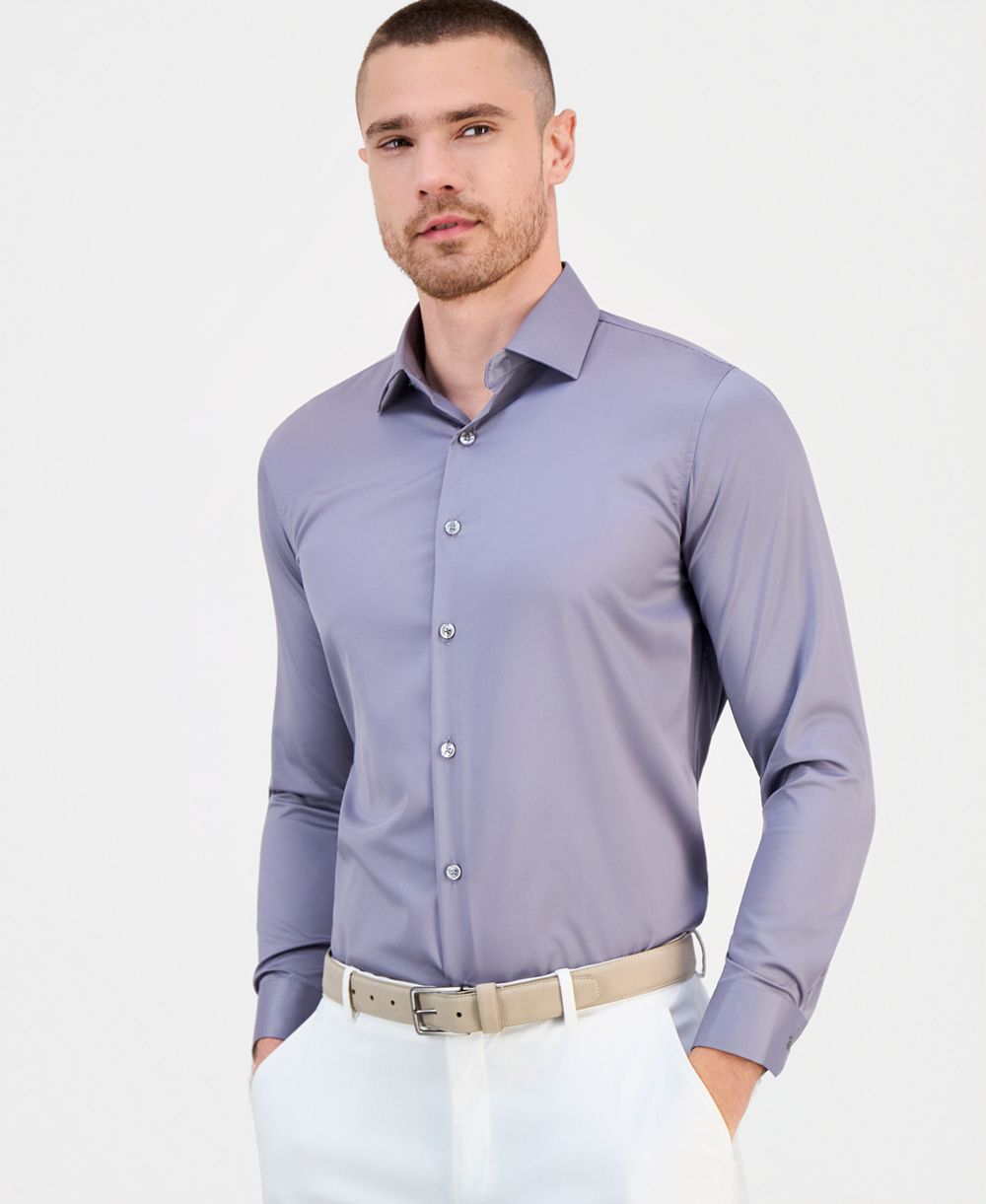 Suslo Couture Мужская рубашка Slim-Fit Solid Four-Way Stretch