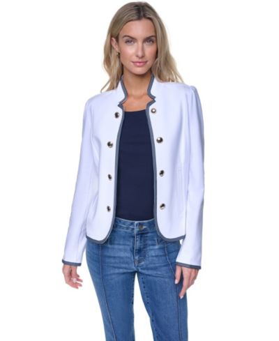 Nautica Women's Cotton-Blend Band Collar Captain Jacket