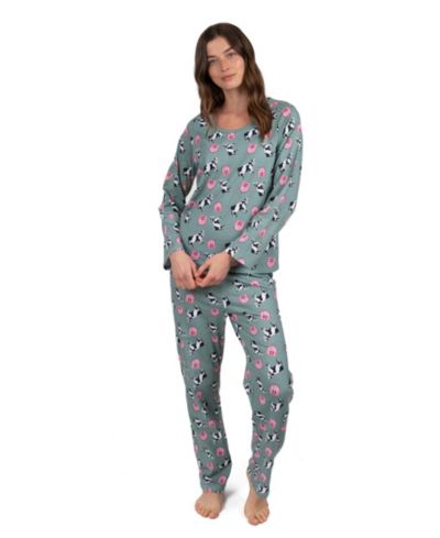 Женская пижама Leveret Matching Family Two-Piece Cotton Long Sleeve Loose Fit