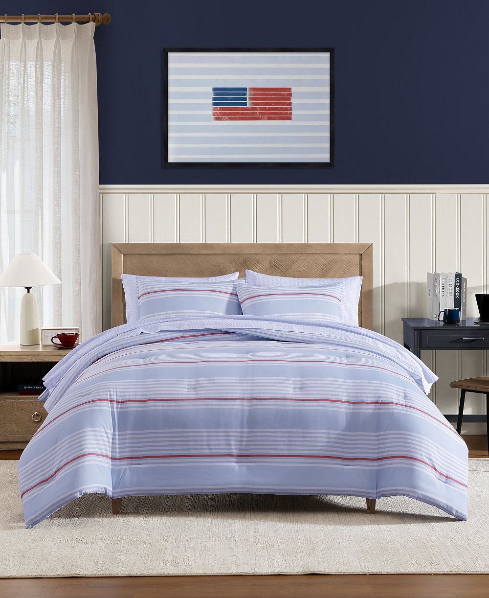 Комплект из 7 предметов Tommy Hilfiger Lido Stripe Washed Microfiber, King